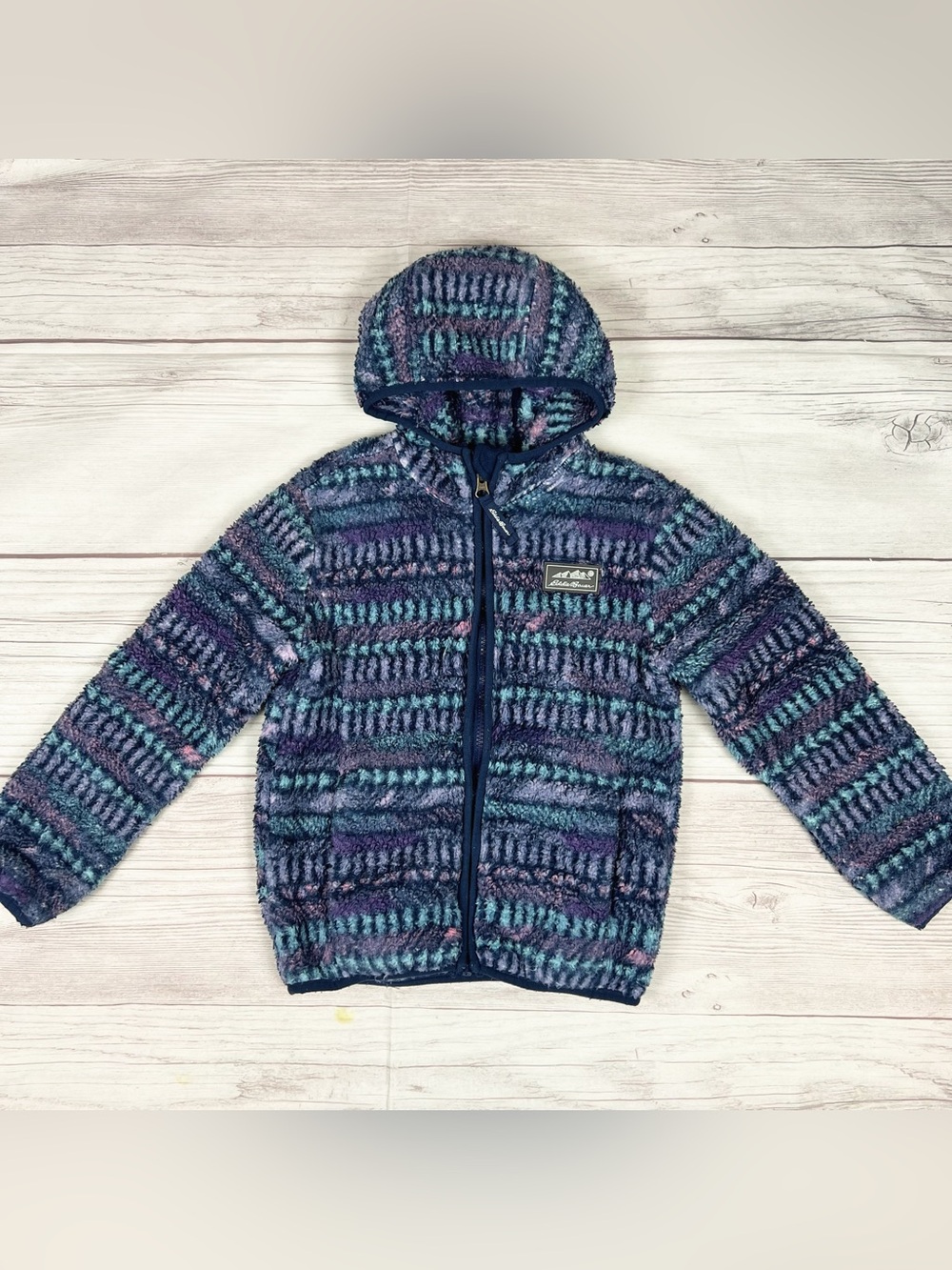 Eddie Bauer Girls Fleece Hooded Jacket Zip Up Fall Winter Outerwear Size 6